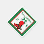 Western Christmas Cowboy Boot Frohe Weihnachten Serviette (Ecke)
