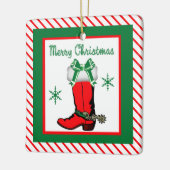 Western Christmas Cowboy Boot Keramikornament (Links)