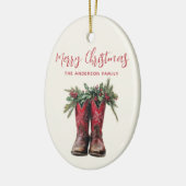 Western Christmas Cowboy Boots Custom Foto Keramik Ornament (Links)