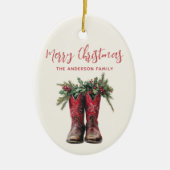 Western Christmas Cowboy Boots Custom Foto Keramik Ornament (Vorne)