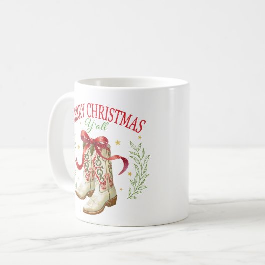 Western Christmas Cowboy Boots Kaffeetasse (Vorderseite Links)