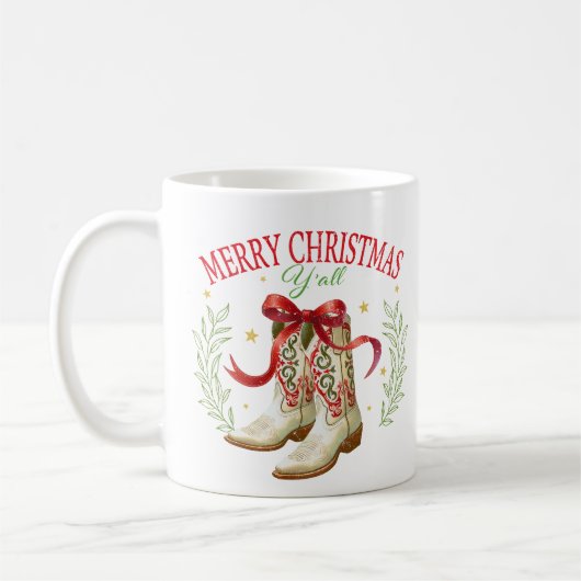 Western Christmas Cowboy Boots Kaffeetasse (Links)
