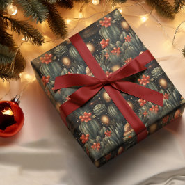 Western Christmas Cowboy Cactus Moody Geschenkpapier