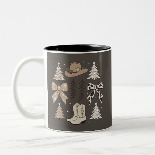 Western Christmas Cowboy Country Rodethetics Zweifarbige Tasse (Links)