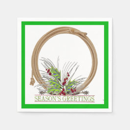 Western Christmas Cowboy Lariat Wreath Serviette