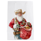 Western Christmas Cowboy Santa Mittlere Geschenktüte (Rückseite)