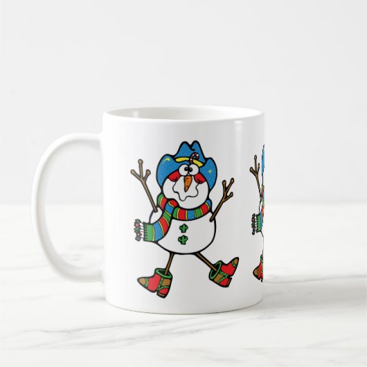 Western Christmas Cowboy Snowman mit Hut Kaffeetasse (Links)