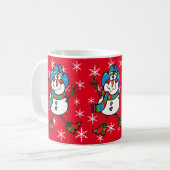 Western Christmas Cowboy Snowman On Red Kaffeetasse (Vorderseite Links)