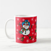 Western Christmas Cowboy Snowman On Red Kaffeetasse (Links)