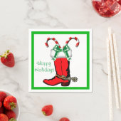 Western Christmas CowboyBoot Happy Holidays Serviette (Beispiel)
