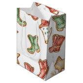 Western Christmas Cowgirl Cowboy Boots Mittlere Geschenktüte (Vorderseite Schrägansicht)