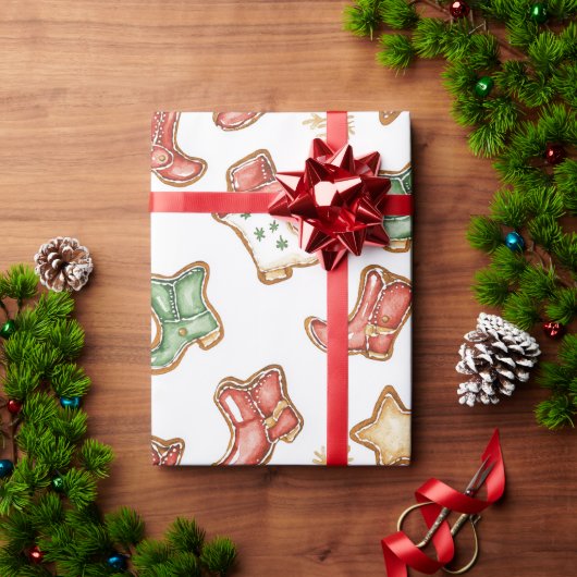 Western Christmas Cowgirl Cowboy Geschenkpapier (Feiertagsgeschenk)