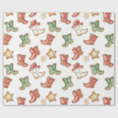 Western Christmas Cowgirl Cowboy Geschenkpapier (Flach)