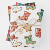 Western Christmas Cowgirl Cowboy Geschenkpapier Set (Beispiel)