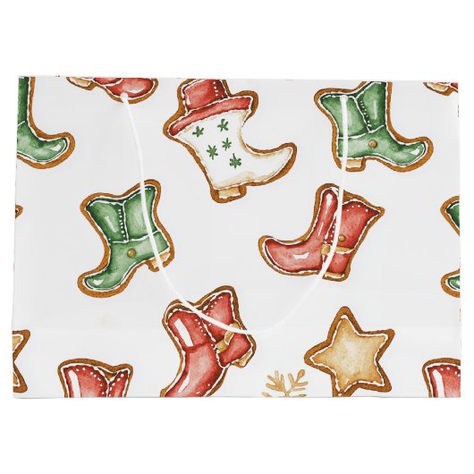 Western Christmas Cowgirl Cowboy Weihnachten Große Geschenktüte (Rückseite)