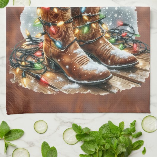 Western Christmas  Geschirrtuch (Gefaltet)