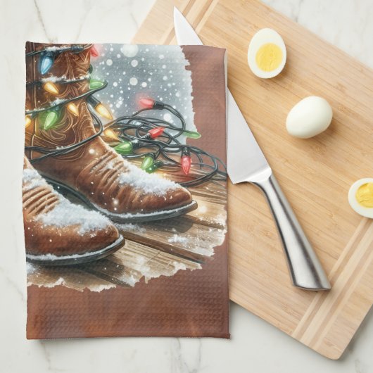 Western Christmas  Geschirrtuch (Viertel Falte)