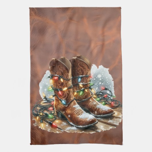 Western Christmas  Geschirrtuch (Vertikal)