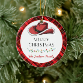 Western Christmas Hat Party Keramik Ornament