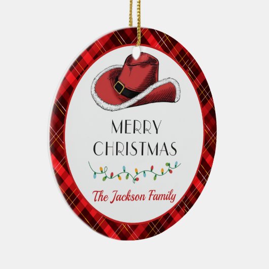 Western Christmas Hat Party Keramik Ornament (Rechts)
