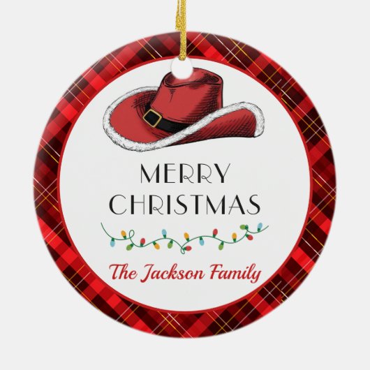 Western Christmas Hat Party Keramik Ornament (Hinten)