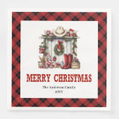 Western Christmas napkins farmhouse tartan pattern Serviette (Vorderseite)