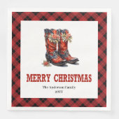 Western Christmas napkins red black rustic charm Serviette (Vorderseite)