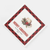 Western Christmas napkins rustic buffalo plaid  Serviette (Ecke)