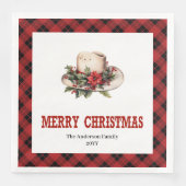Western Christmas napkins rustic buffalo plaid  Serviette (Vorderseite)