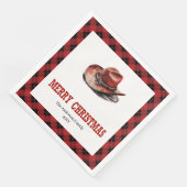 Western Christmas napkins with buffalo plaid print Serviette (Ecke)