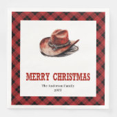 Western Christmas napkins with buffalo plaid print Serviette (Vorderseite)