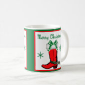 Western Christmas Red Cowboy Boot Kaffeetasse (VorderseiteRechts)