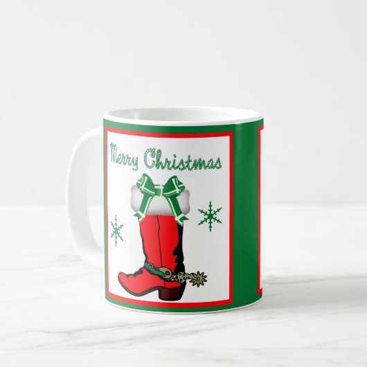 Western Christmas Red Cowboy Boot Kaffeetasse (Vorderseite Links)