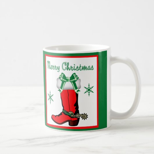 Western Christmas Red Cowboy Boot Kaffeetasse (Rechts)