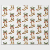 Western Christmas Red Cowboy Cowgirl Boot Geschenkpapier (Flach)