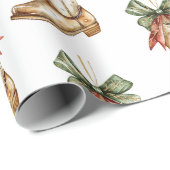 Western Christmas Red Cowboy Cowgirl Boot Geschenkpapier (Rolleneckpunkt)