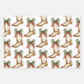 Western Christmas Red Cowboy Cowgirl Boot Geschenkpapier Set (Vorderseite)