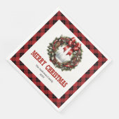 Western Christmas wreath red black buffalo napkins Serviette (Ecke)