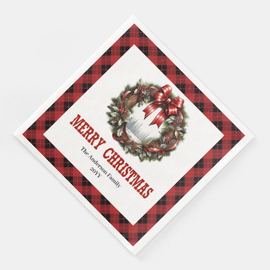 Western Christmas wreath red black buffalo napkins Serviette (Ecke)