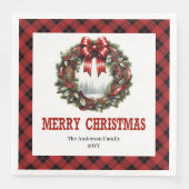 Western Christmas wreath red black buffalo napkins Serviette (Vorderseite)