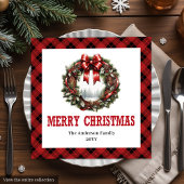 Western Christmas wreath red black buffalo napkins Serviette