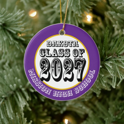 Western Class of 2027 Photo Graduation Keramik Ornament (Baum)