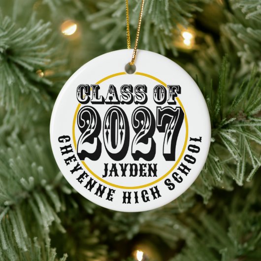 Western Class of 2027 Photo Graduation Keramik Ornament (Baum)