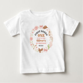 Western Coquette Cowgirl 1st Birthday Cute Pink Baby T-shirt