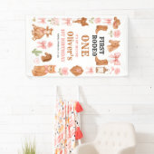 Western Coquette Cowgirl 1st Birthday Cute Pink Banner (Insitu)