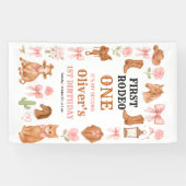 Western Coquette Cowgirl 1st Birthday Cute Pink Banner (Horizontal)