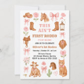 Western Coquette Cowgirl 1st Birthday Cute Pink Einladung (Vorderseite)