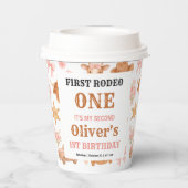 Western Coquette Cowgirl 1st Birthday Cute Pink Pappbecher (Rückseite)