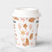 Western Coquette Cowgirl 1st Birthday Cute Pink Pappbecher (Rechts)