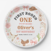 Western Coquette Cowgirl 1st Birthday Cute Pink Pappteller (Vorderseite)